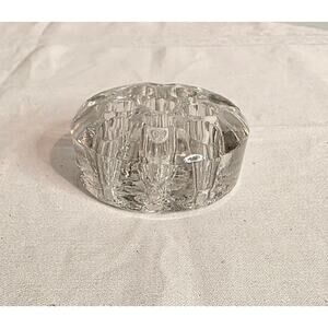 Vintage Clear Glass Flower Frog 3" Diameter 11 Holes (AS IS - Small Chip)